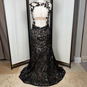 Deb Black Lace Illusion Maxi Dress Size 13/14